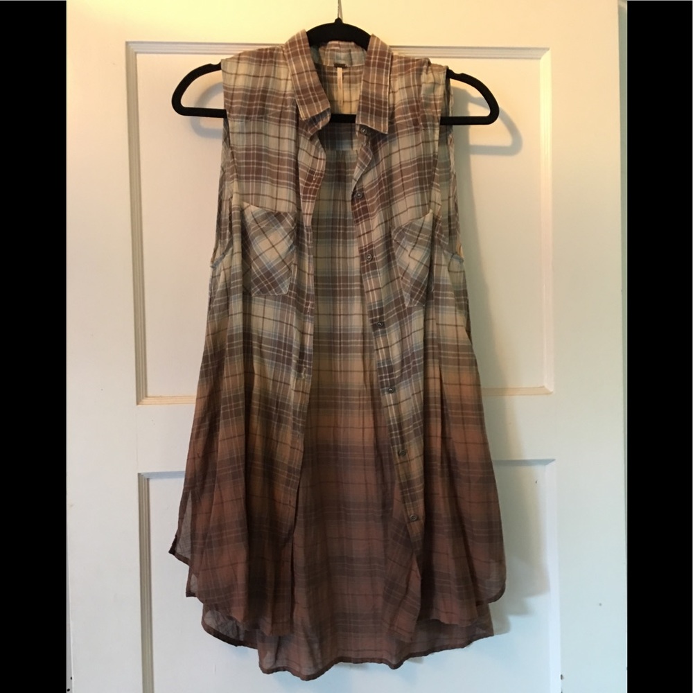 Free People Sleeveless Plaid Ombré Tunic